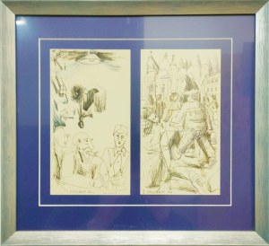 EDWARD DWURNIK, Ilustracje do poezji Majakowskiego, akwarela, papier, tusz, 1990