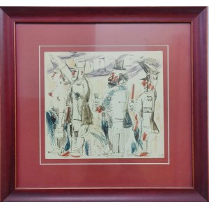 EDWARD DWURNIK, Postacie, tusz, papier, akwarela, 20 x 24 cm, 1988