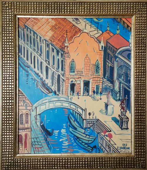EDWARD DWURNIK, Wenecja, akryl, płótno, 59 x 49 cm, 1997