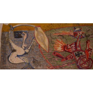 Bogusław Szwacz, Wlka Syrenki, Akwarela, papier, 70 x 140 cm, 1955