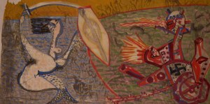 Bogusław Szwacz, Wlka Syrenki, Akwarela, papier, 70 x 140 cm, 1955