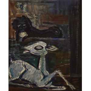 Bogusław Szwacz, Lama, akwarela, papier, 1956