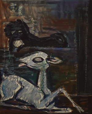 Bogusław Szwacz, Lama, akwarela, papier, 1956