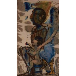 Bogusław Szwacz, Walka Syrenki, akwarela, papier, 70 x 140 cm, 1956