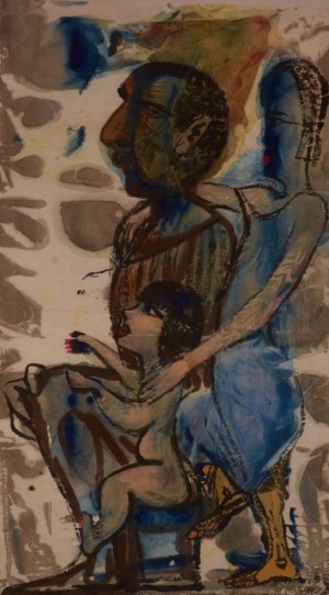 Bogusław Szwacz, Walka Syrenki, akwarela, papier, 70 x 140 cm, 1956