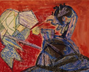 Bogusław Szwacz, Walka Syrenki, akwarela, papier, 1956