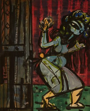 Bogusław Szwacz, Walka Syrenki, akwarela, papier, 60 x 80 cm, 1956