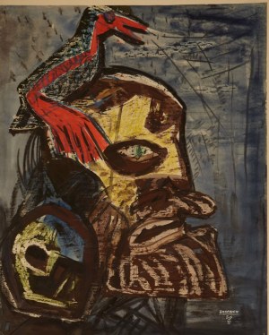 Bogusław Szwacz, Walka Syrenki, akwarela, papier, 60 x 80 cm, 1956