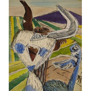 Bogusław Szwacz, Lama, akwarela, papier, 1956