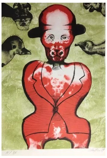 Jan Lebenstein, Folwark Zwierzęcy, Litografia, papier, 50 x 70 cm, 1974