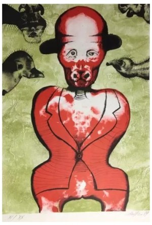 Jan Lebenstein, Folwark Zwierzęcy, Litografia, papier, 50 x 70 cm, 1974