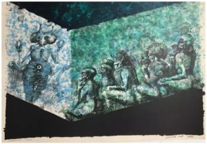 Jan Lebenstein, Folwark Zwierzęcy, Litografia, papier, 50 x 70 cm, 1974