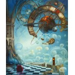 Jarosław JAŚNIKOWSKI 40x60cm, Parowóz wypełniony błękitem