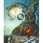 Jarosław JAŚNIKOWSKI 40x60cm, Parowóz wypełniony błękitem