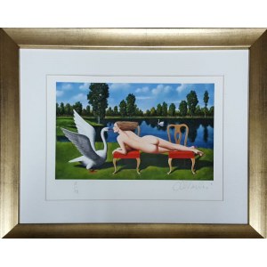 Rafał OLBIŃSKI, inkografia nr 244 III/XX A4 21x30 w ramie 34x43, z oryginalnym podpisem Artysty