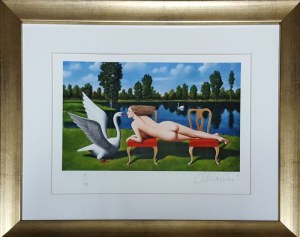 Rafał OLBIŃSKI, inkografia nr 244 III/XX A4 21x30 w ramie 34x43, z oryginalnym podpisem Artysty