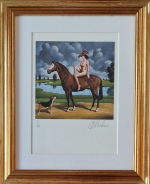 Rafał OLBIŃSKI, inkografia nr 313 II/XX A4 30x21 w ramie 45x37 2024, z oryginalnym podpisem Artysty