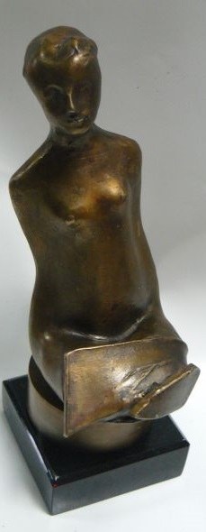 Bronisław Krzysztof, Bronisław Krzysztof - Siedząca kobieta - rzeźba - brąz - wys. rzeźby 17,5cm