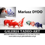Mariusz Dydo - Żubr XXL model Line Dots Red Helmet WBe Rg, ceramika szkliwiona, malowana naszkliwnie, złocony, 54 x 43 x 33 cm