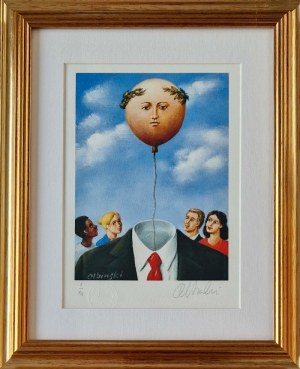 Rafał OLBIŃSKI sucha pieczęć, 30x21cm, inkografia nr 304 I/XX A4 30x21 w ramie 45x37 2024,