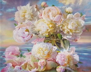 Zbigniew KOPANIA 80x100cm, , Peonie, światło i przestrzeń