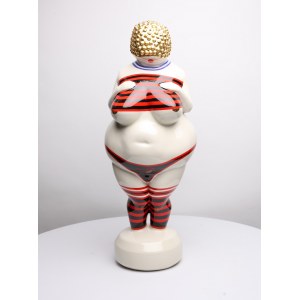 Mariusz Dydo - Lady Venus 43 x 17 x 15 cm,, model Beach, ceramika szkliwiona, malowana naszkliwnie, złocona,