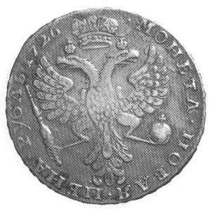 rubel 1726, Moskwa, Aw: Popiersie i napis, Rw: Orzeł i ...