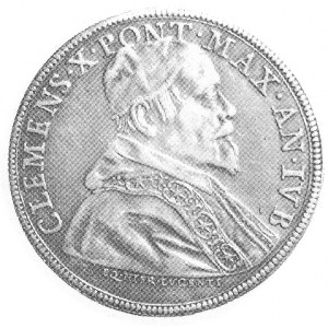scudo 1675, Rzym, Aw: Popiersie i napis, Rw: Zamurowana...