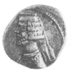 drachma około 70 r. p.n.e., Aw: Popiersie w lewo, Rw: S...