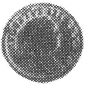 szeląg 1751, Grünthal, Aw: Popiersie i napis, Rw: Tarcz...