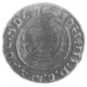półtorak 169.? Mitawa, Aw: Jabłko i napis, Rw: Tarcza h...