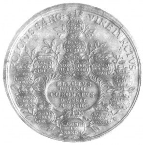 medal koronacyjny Augusta II 1697 (miedź), Aw: Popiersi...