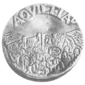 medal, Aw: Popiersie Attyli i napis, Rw: Widok miasta i...