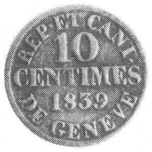 10 centymetrów 1839, Kanton Genewa, Aw: Herb kantonu i ...