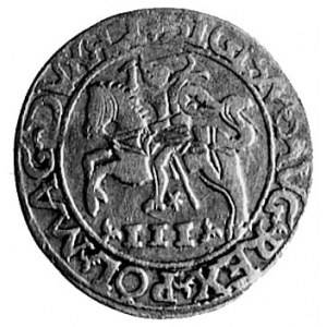 trojak 1565, Wilno, Aw: Pogoń i napis, Rw: Napis, Kop. ...