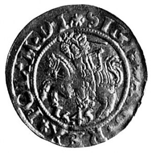półgrosz 1545, Wilno, Aw: Pogoń i napis, Rw: Orzeł i na...