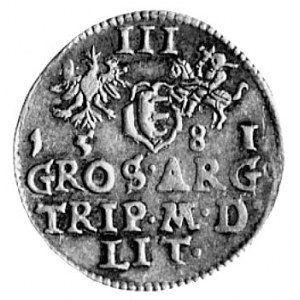 trojak 1581, Wilno, j.w., Kop. V. 1. b., -R-, H-Cz. 720...