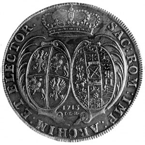 talar 1713, Drezno, Aw: Popiersie i napis, Rw: Tarcze h...