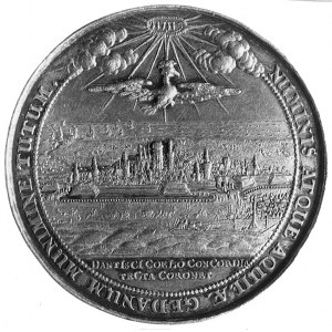 medal gdański z okazji odwiedzin Króla, 1653r., Aw: Pan...
