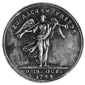 medal na pokój w Akwizgranie 1748r., Aw: Stojący anioł ...