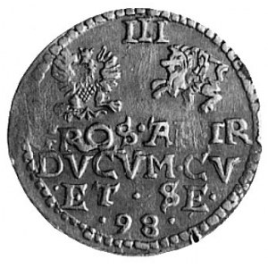 trojak 1598r., Mitawa, Aw: Portret Wilhelma i napis, Rw...