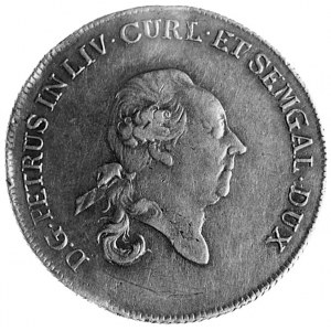 talar 1780r., Mitawa, Aw: Portret i napis, Rw: Dwie tar...