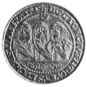 dukat 1651r. Legnica?, Aw: Popiersia trzech braci, Rw: ...