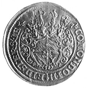 dukat 1676r., Oleśnica, Aw: Popiersie i napis, Rw: Tarc...
