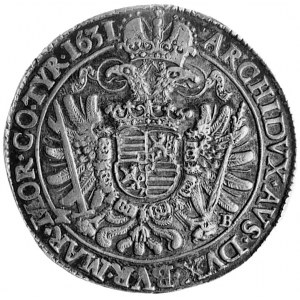 talar 1631, Krzemnica, Aw: Popiersie i napis, Rw: Orzeł...