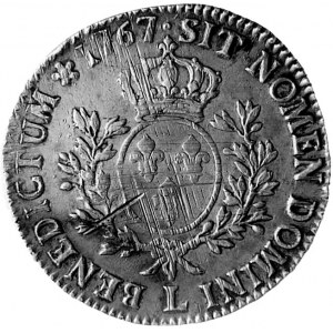 ecu 1767, Bayonne, Aw: Popiersie w opasce na włosach, R...