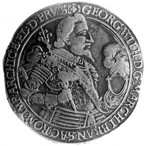 talar 1636, Królewiec, Aw: Półpostać i napis, Rw: Tarcz...