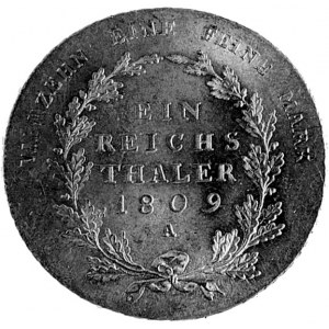 talar 1809, Berlin, Aw: Popiersie i napis, Rw: Napis w ...