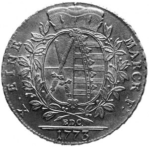 talar 1773, Lipsk, Aw: Głowa i napis, Rw: Tarcza herbow...