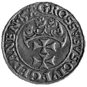 grosz 153?, Gdańsk, Aw: Popiersie i napis, Rw: Herb Gda...